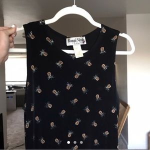 Vintage black dress with little pineapples